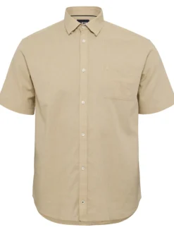 Beige puuvilla/pellava kauluspaita