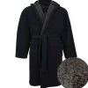 Musta teddy/fleece aamutakki hupulla