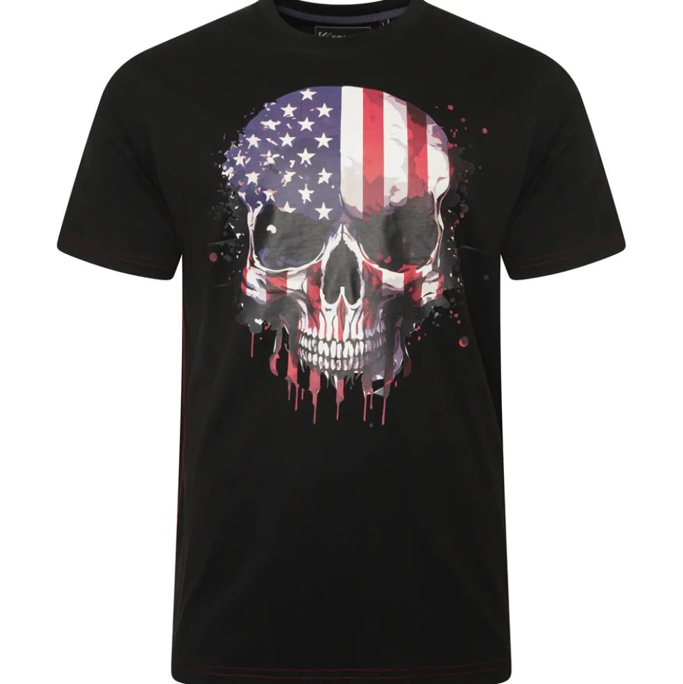 Musta USA pääkallo t-paita